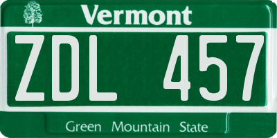 VT license plate ZDL457