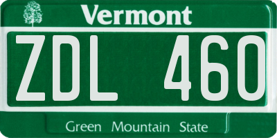 VT license plate ZDL460