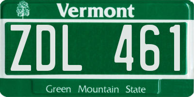 VT license plate ZDL461