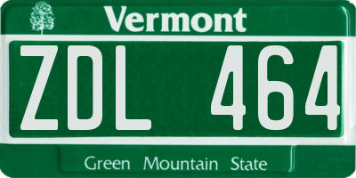 VT license plate ZDL464