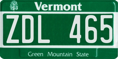 VT license plate ZDL465