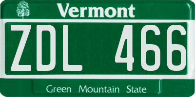 VT license plate ZDL466