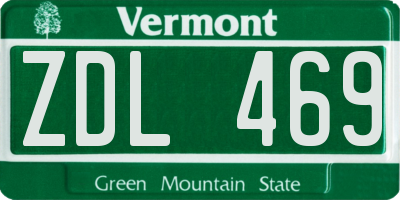 VT license plate ZDL469