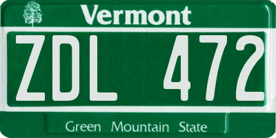 VT license plate ZDL472