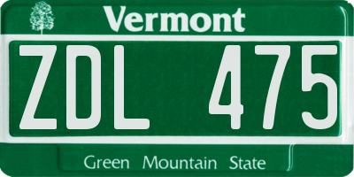 VT license plate ZDL475