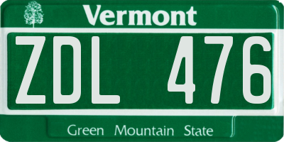 VT license plate ZDL476