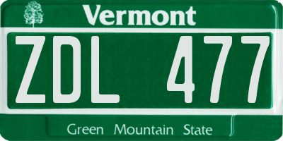 VT license plate ZDL477
