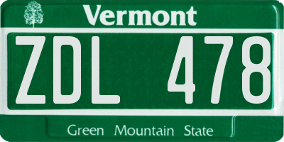 VT license plate ZDL478
