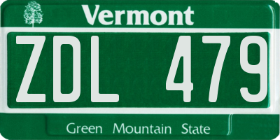 VT license plate ZDL479