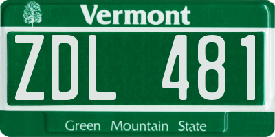 VT license plate ZDL481