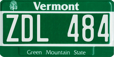 VT license plate ZDL484