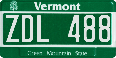 VT license plate ZDL488