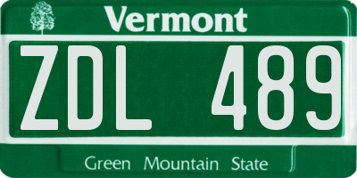 VT license plate ZDL489