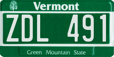 VT license plate ZDL491