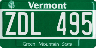 VT license plate ZDL495