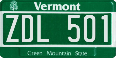 VT license plate ZDL501
