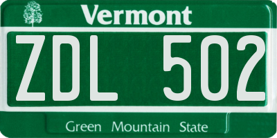 VT license plate ZDL502