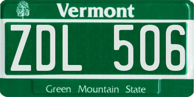 VT license plate ZDL506