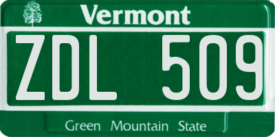 VT license plate ZDL509