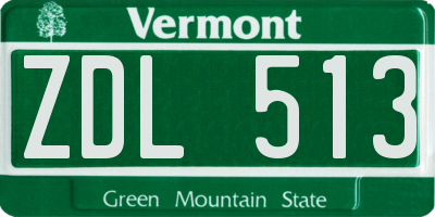 VT license plate ZDL513