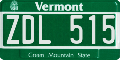 VT license plate ZDL515