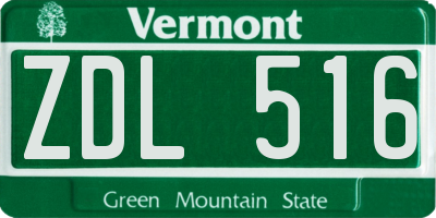 VT license plate ZDL516