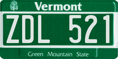VT license plate ZDL521
