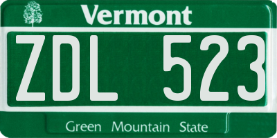 VT license plate ZDL523