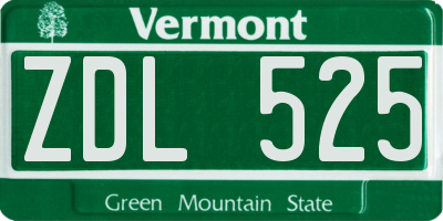 VT license plate ZDL525