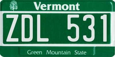 VT license plate ZDL531