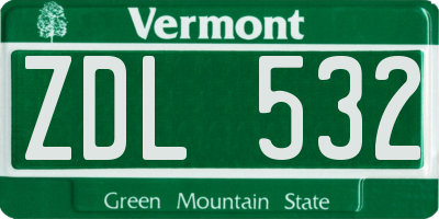 VT license plate ZDL532