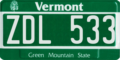 VT license plate ZDL533