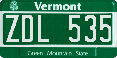VT license plate ZDL535