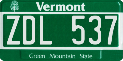 VT license plate ZDL537