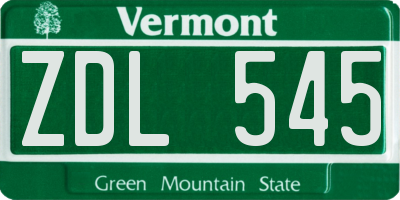 VT license plate ZDL545
