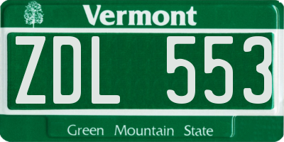 VT license plate ZDL553
