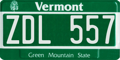 VT license plate ZDL557