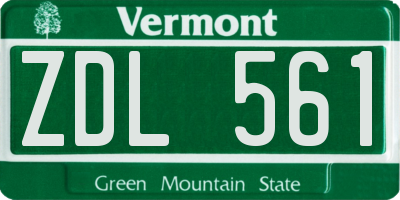 VT license plate ZDL561