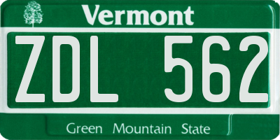 VT license plate ZDL562