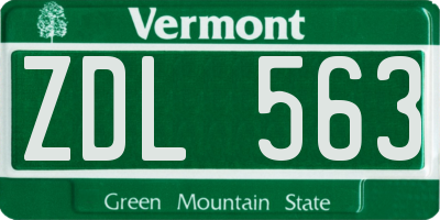 VT license plate ZDL563