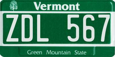 VT license plate ZDL567