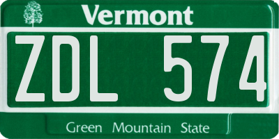 VT license plate ZDL574