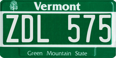 VT license plate ZDL575
