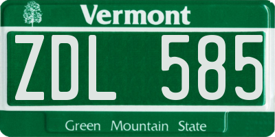 VT license plate ZDL585