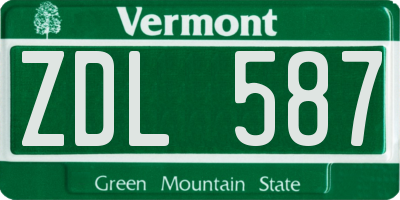 VT license plate ZDL587