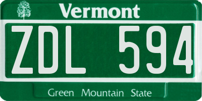 VT license plate ZDL594