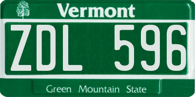 VT license plate ZDL596