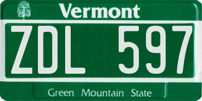 VT license plate ZDL597