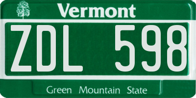 VT license plate ZDL598