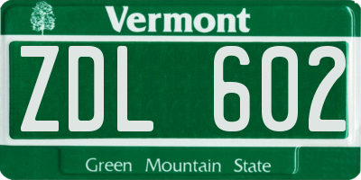 VT license plate ZDL602